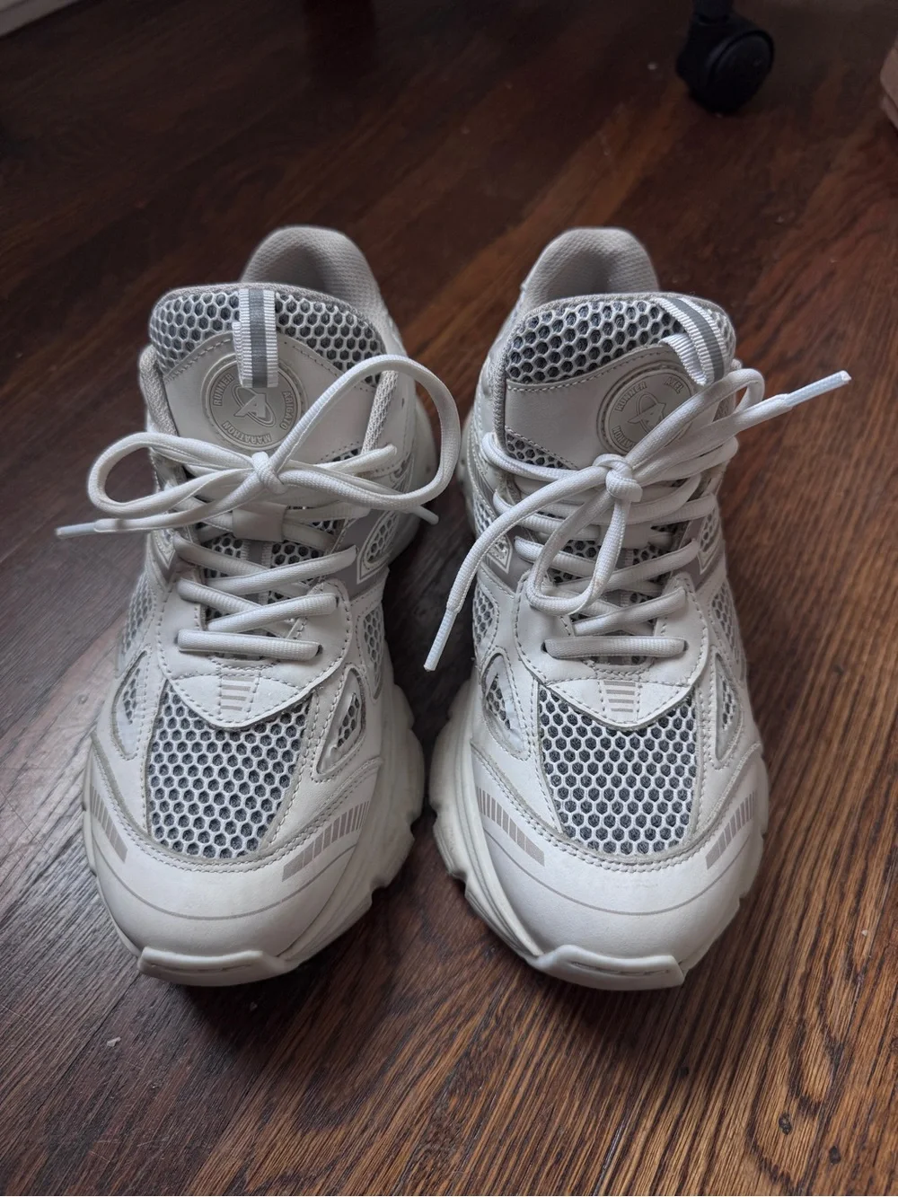 Axel Arigato White Mesh and Leather Runner Sneakers